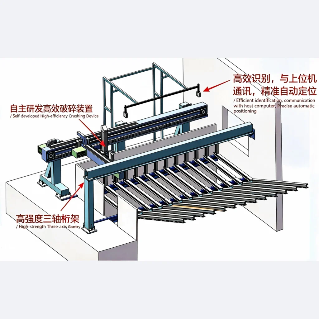 dfd automated rock breaker bulk material lump breaking